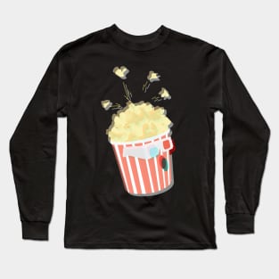 Aesthetic Popcorn | Anaglyph | Retro Vintage 3d Glasses Long Sleeve T-Shirt